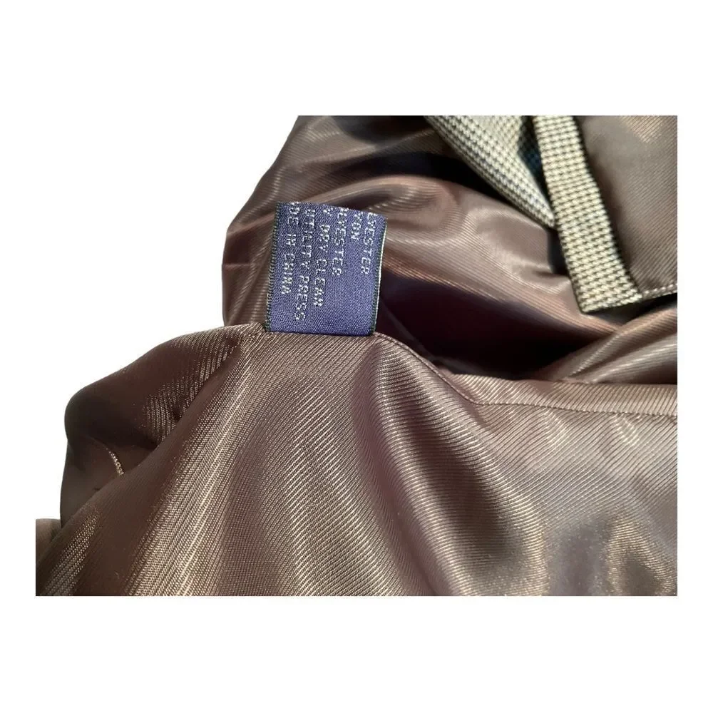 Adolfo Mens Houndstooth Beige long sleeve Suit Jacket Blazer Sport Coat Size XL